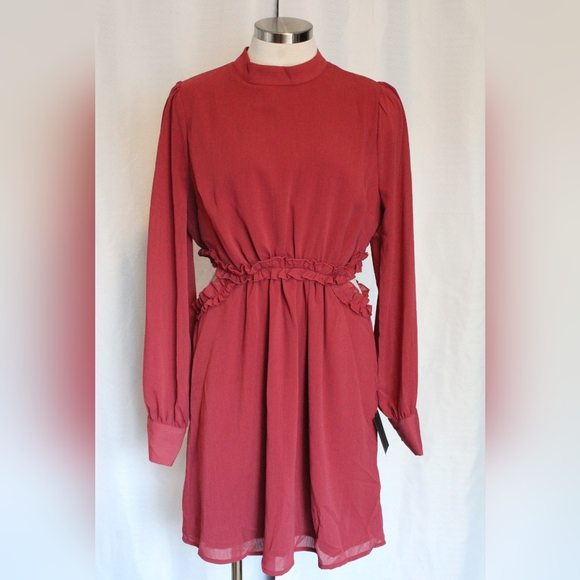 Lulus Dresses & Skirts - NWT Lulu’s Burgundy Cutout Mini Dress – Size Large